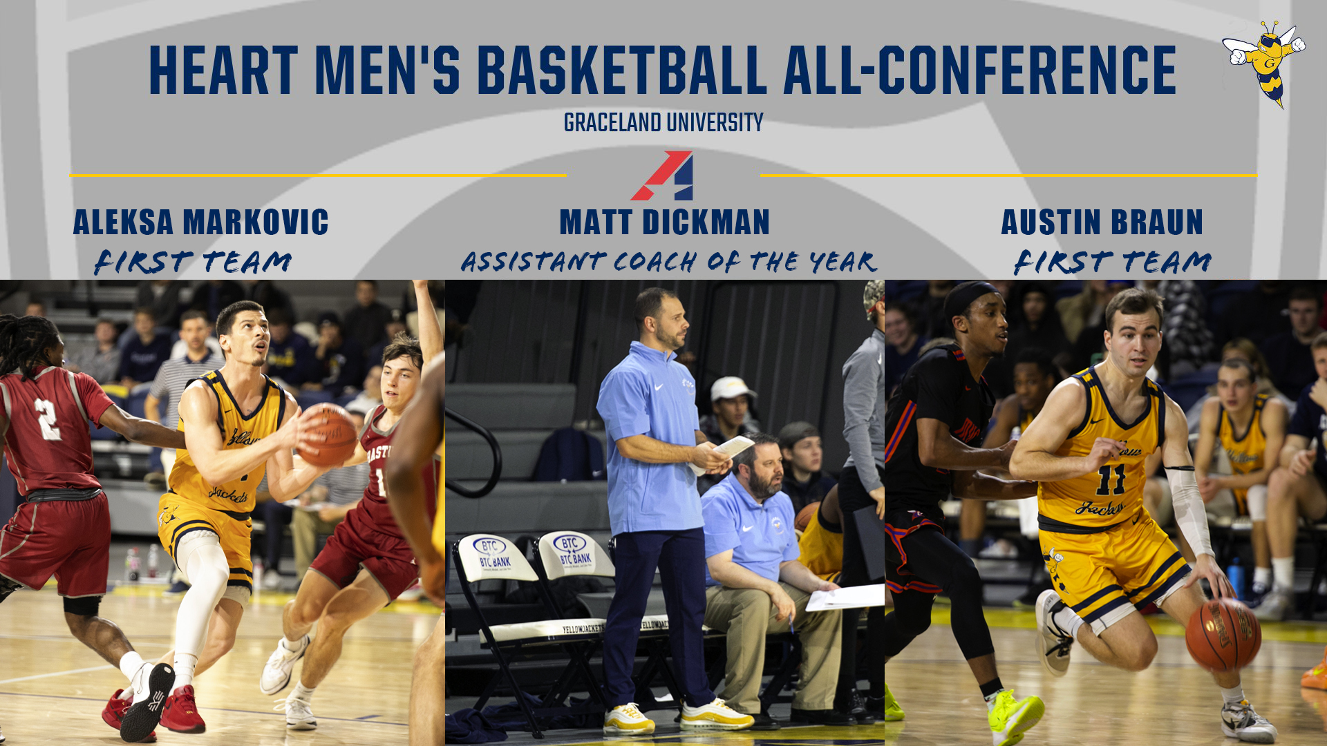 Braun, Markovic and Dickman Earn 2024 Heart Men’s Basketball All-Conference Honors
