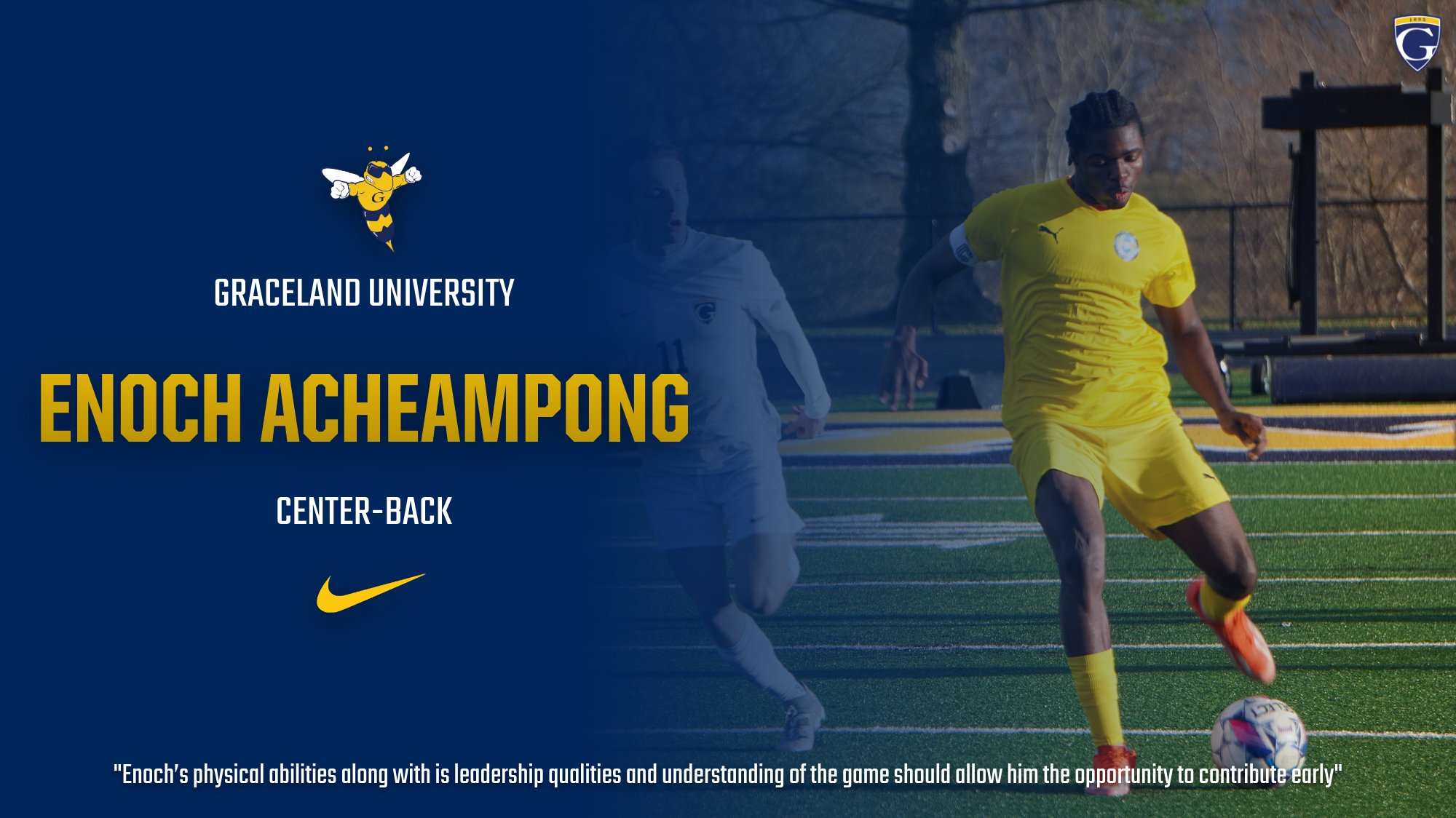 Graceland Men's Soccer Signs Versatile Defender Enoch Acheampong
