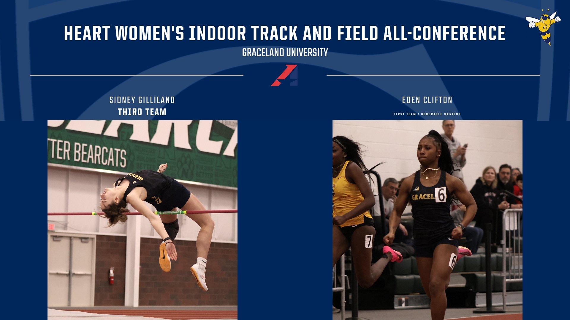 Clifton and Gilliland Named Heart Women’s Indoor Track and Field All-Conference
